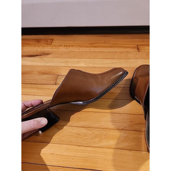 Coldwater Creek western Womens leather Mule size 6.5 natural Leather Brown Clogs - Picture 7 of 8